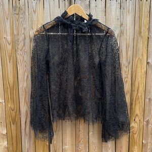 Alice McCall del mar Sheer Black Lace Blouse